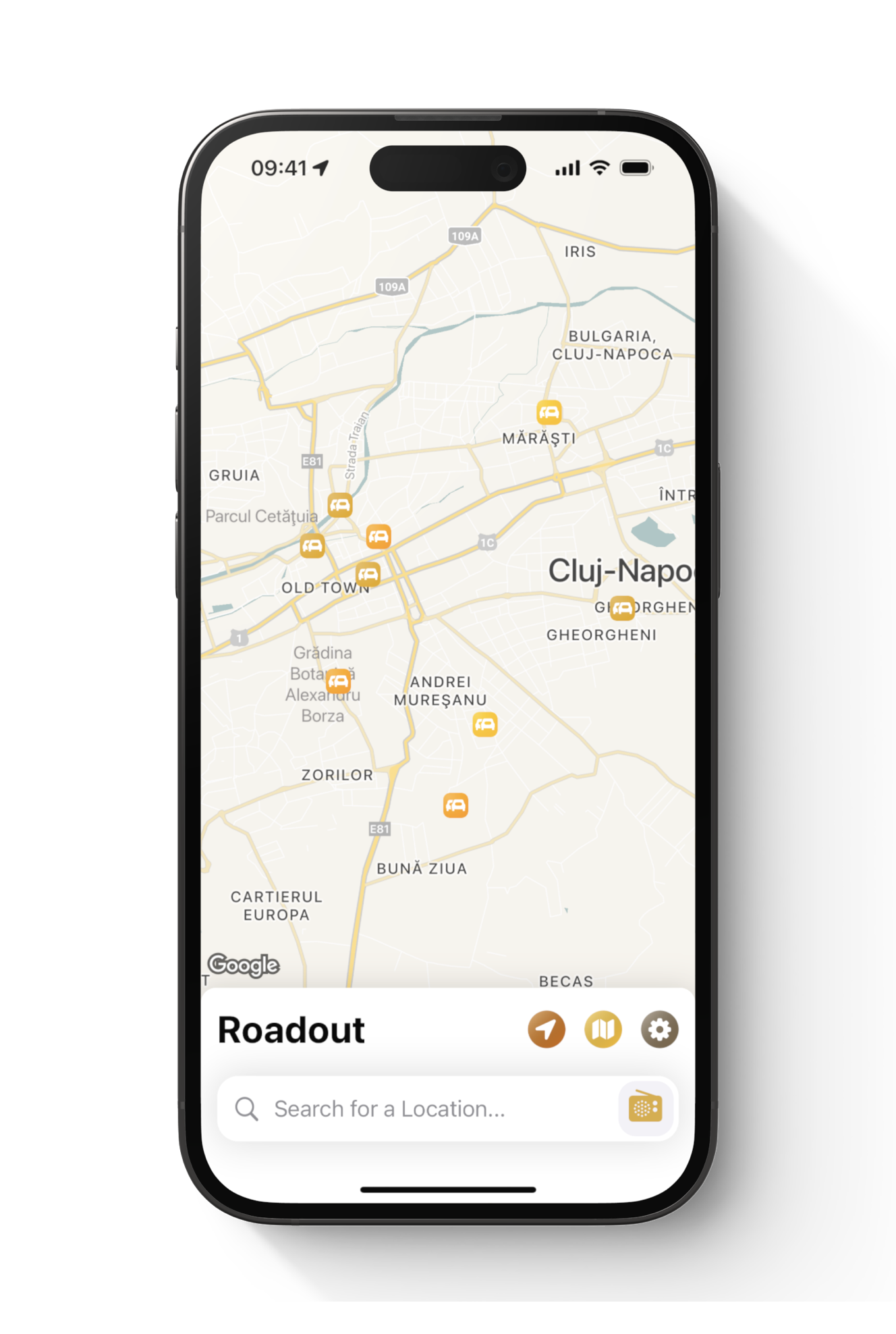 Roadout iOS — map